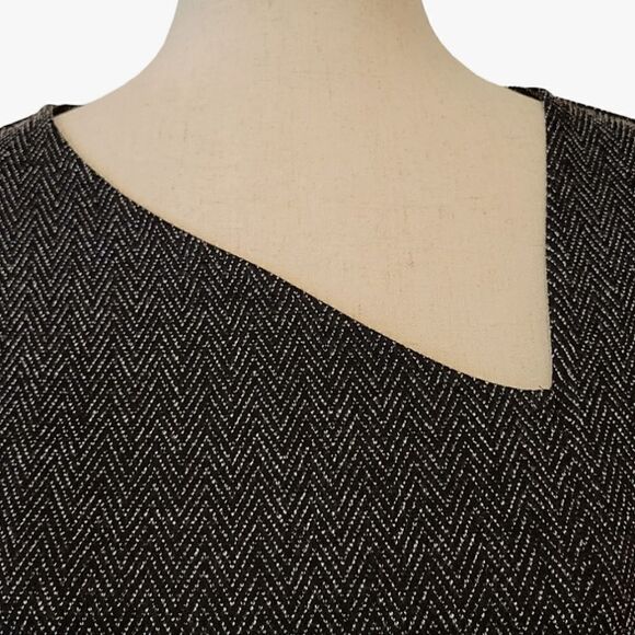 Chico's Black Asymmetrical  Neckline 3/4 Sleeve Blouse Size M - Picture 5 of 8